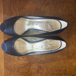 Adrianna Papell Navy Satin Heels
